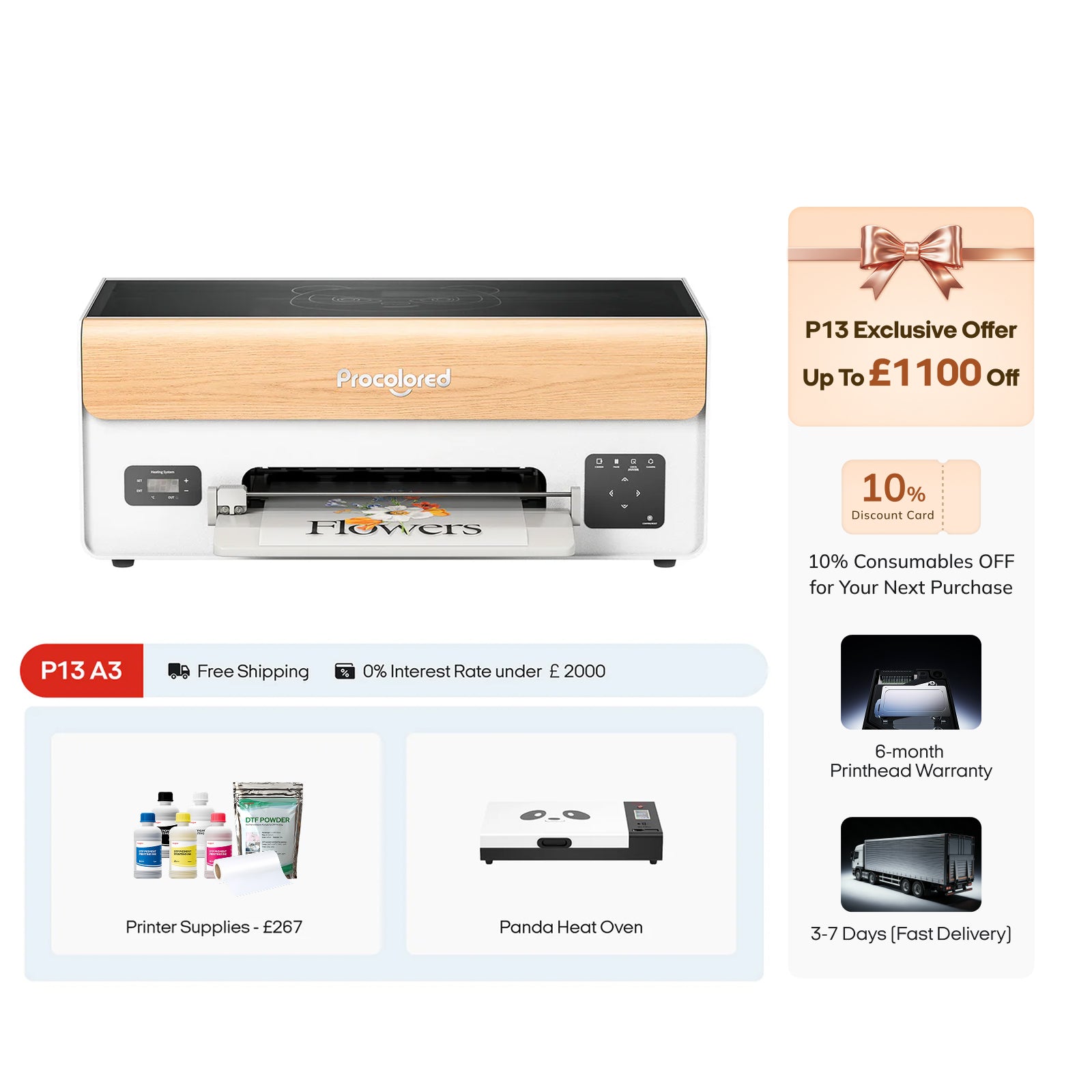Procolored P13 Impresora DTF 13" A3 XP600 y Horno (MacOS)