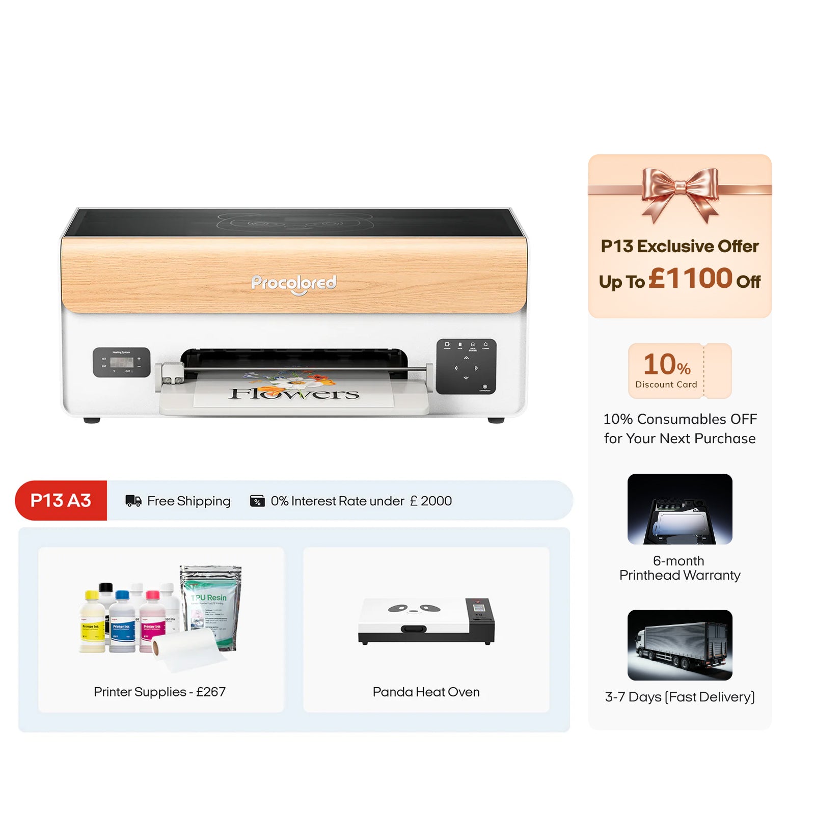 Procolored P13 DTF Printer 13" A3 XP600 & Oven