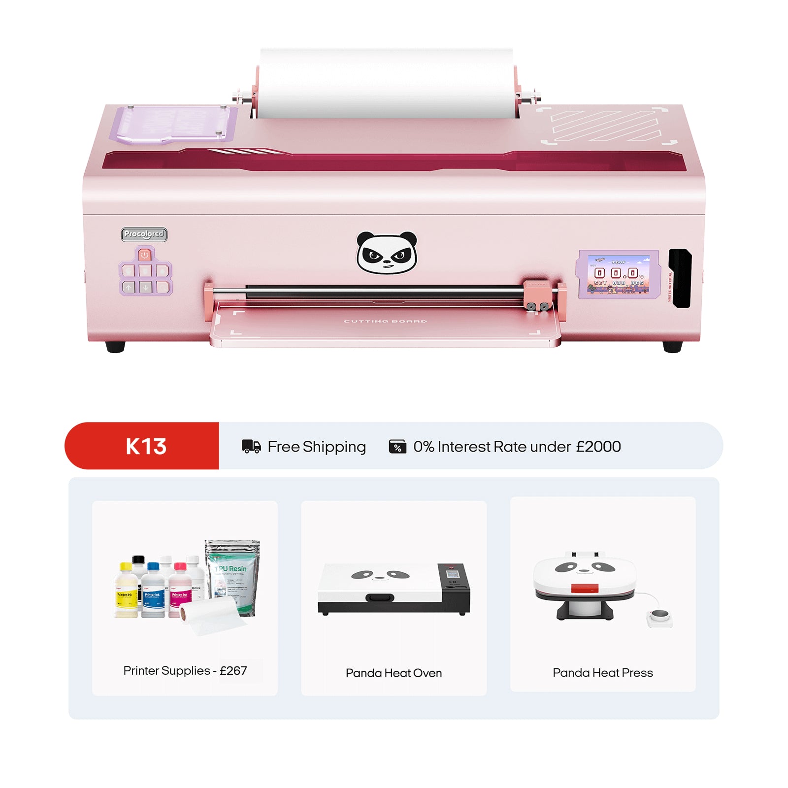 Procolored K13 DTF Printer 13" A3 & Complete Bundle - Pink