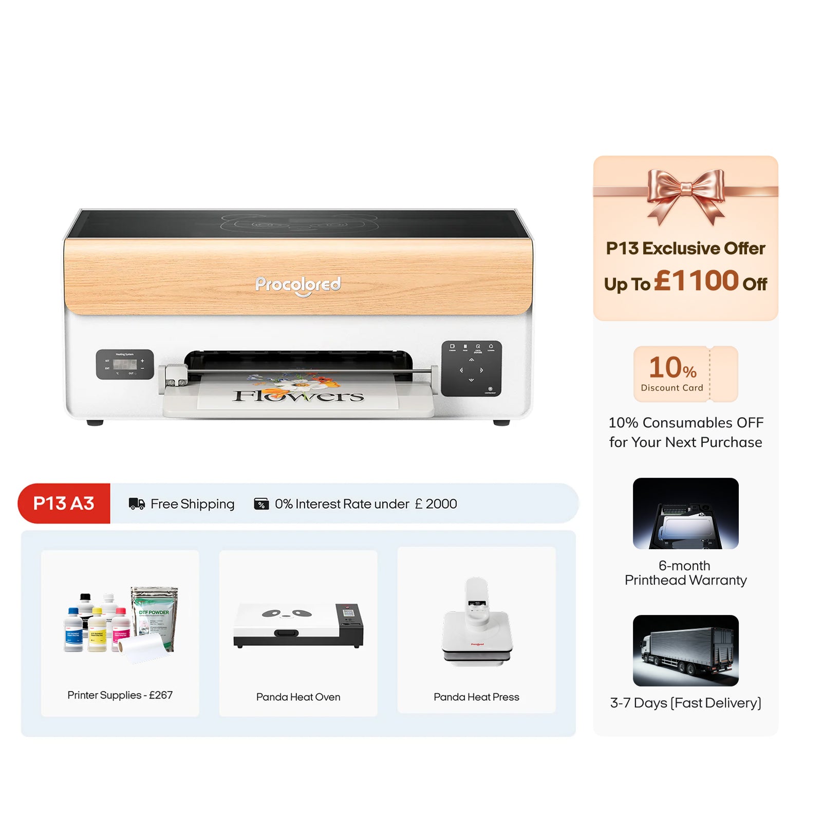 Procolored P13 Impresora DTF 13" A3 XP600 y Paquete Completo (MacOS)
