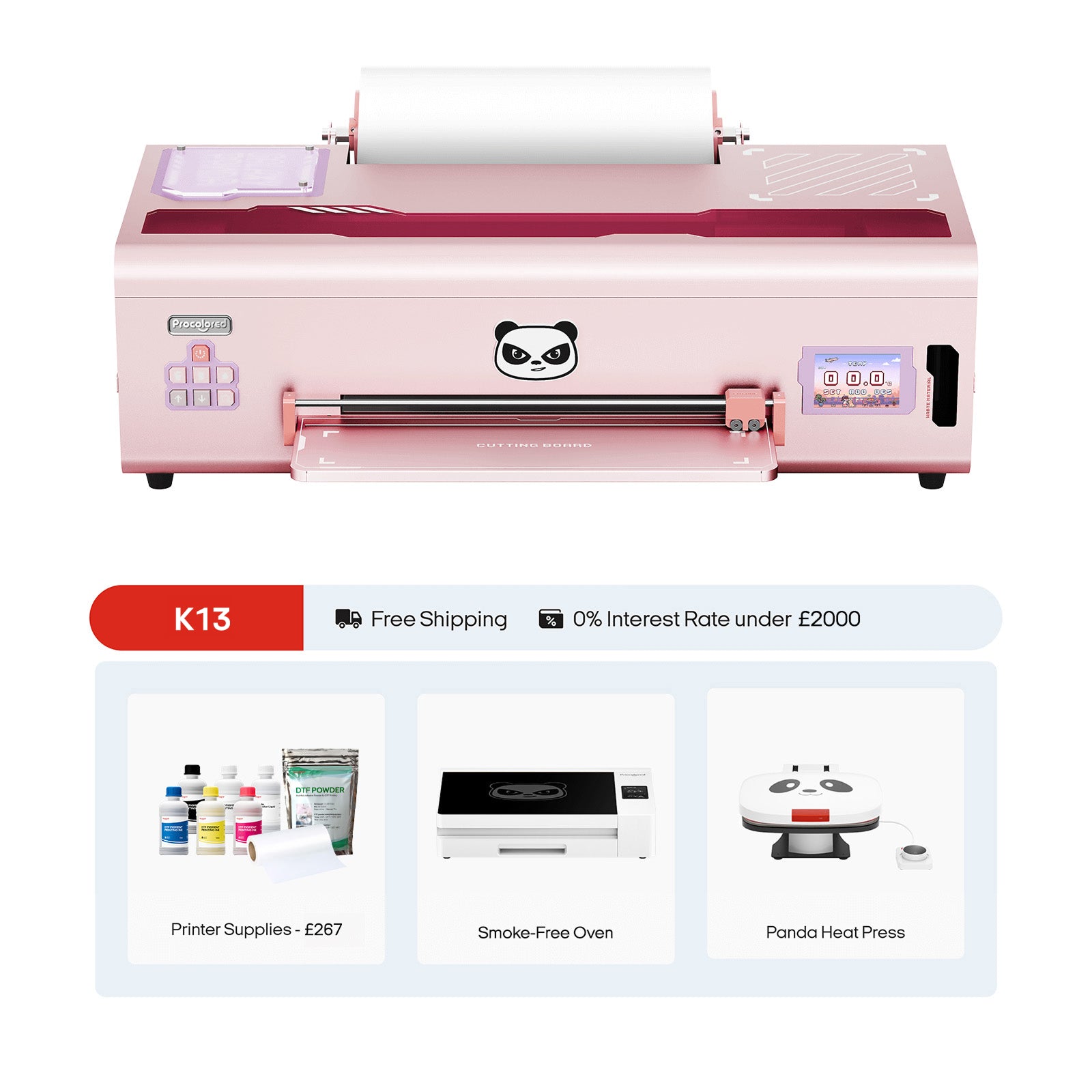 Procolored K13 DTF Printer 13" A3 & Complete Bundle Premium - Pink