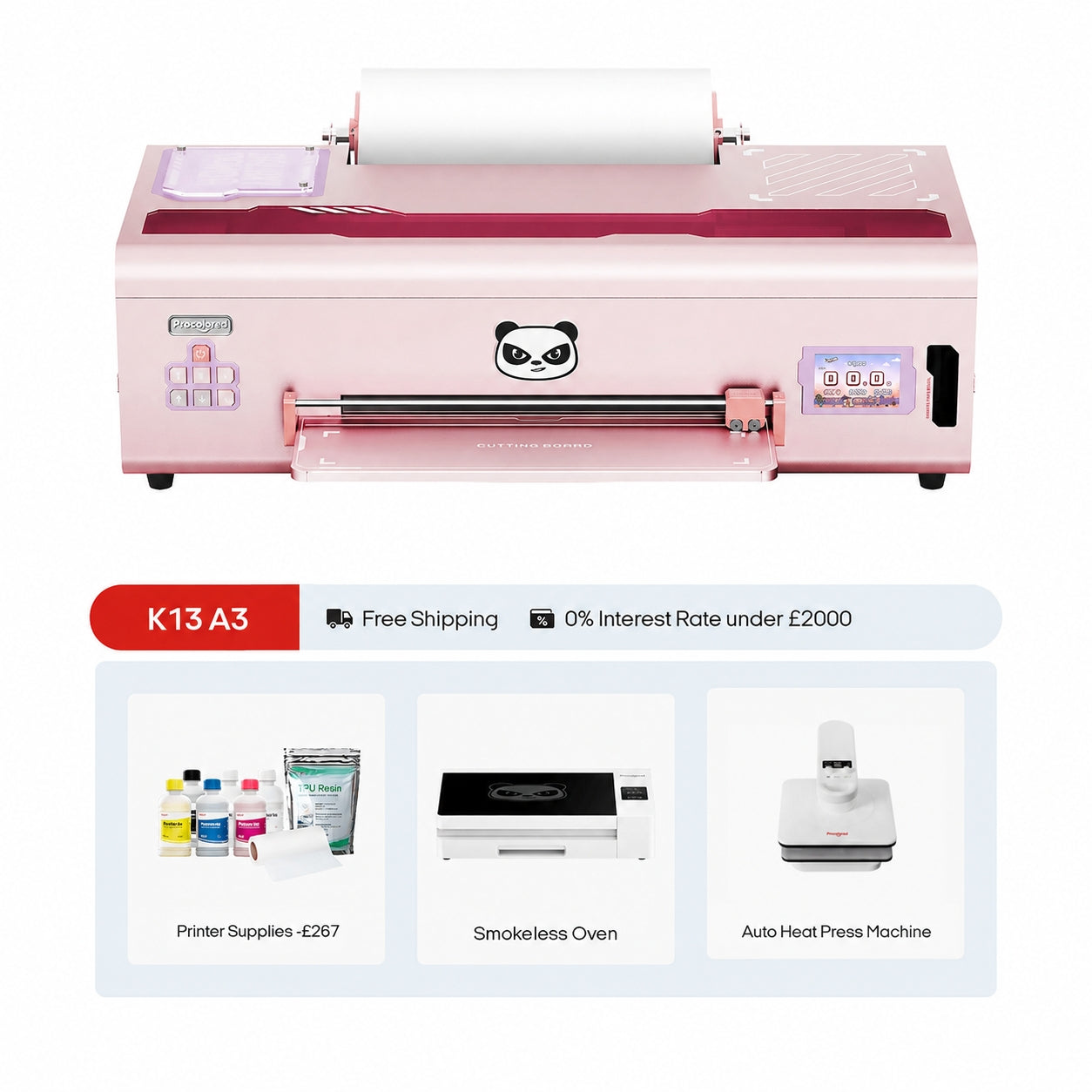 Procolored K13 DTF Printer 13" A3 & Complete Bundle Premium - Pink
