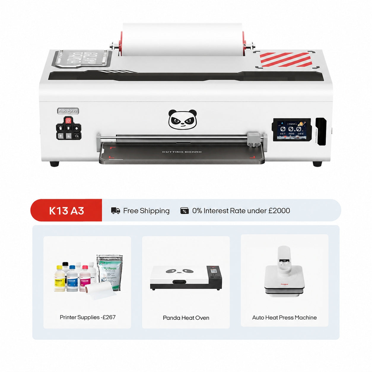 Procolored K13 DTF Printer 13" A3 & Complete Bundle - White