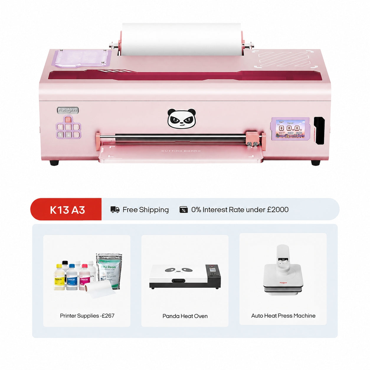 Procolored K13 DTF Printer 13" A3 & Complete Bundle - Pink