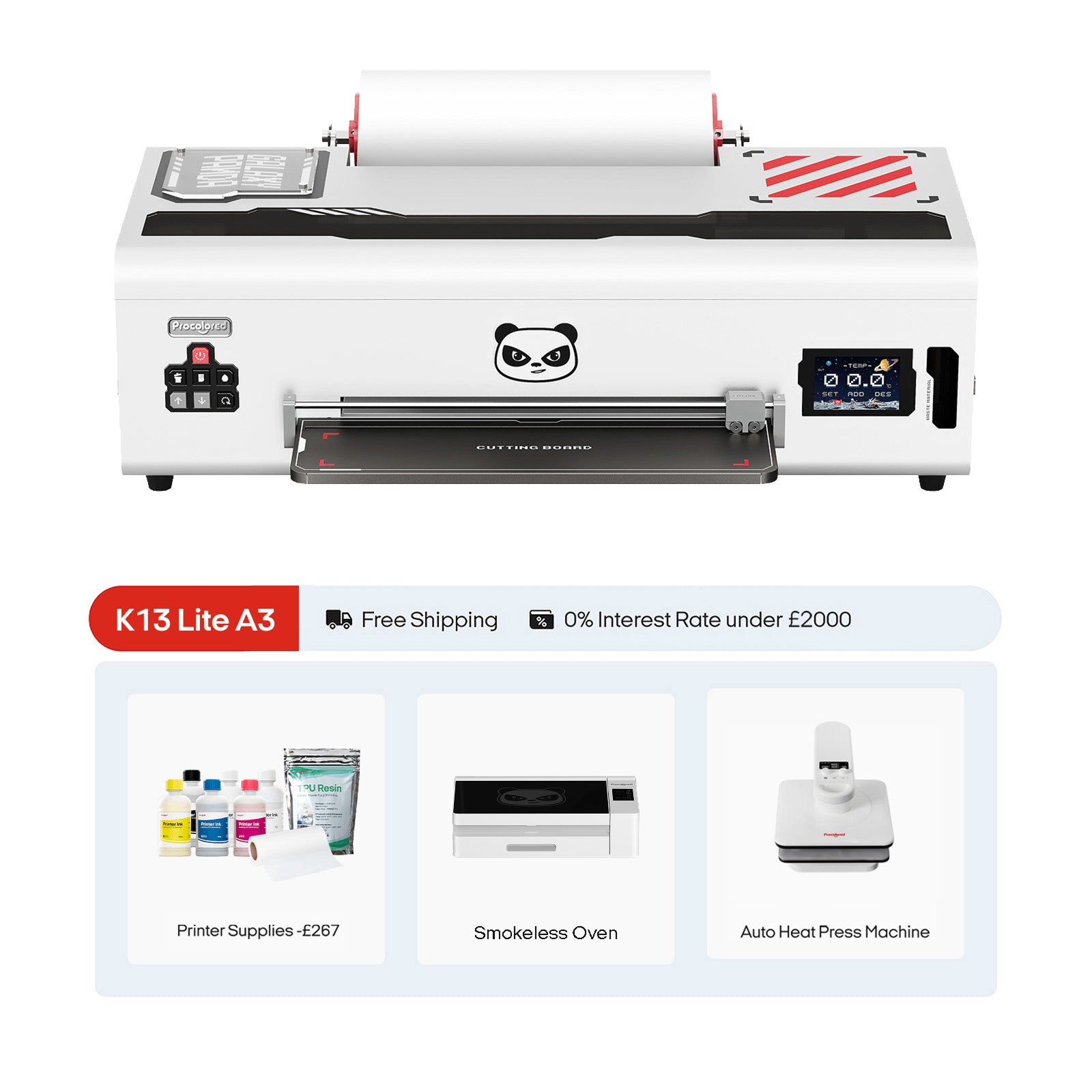 Procolored K13 Lite DTF Printer 13" A3 & Complete Bundle Premium - White