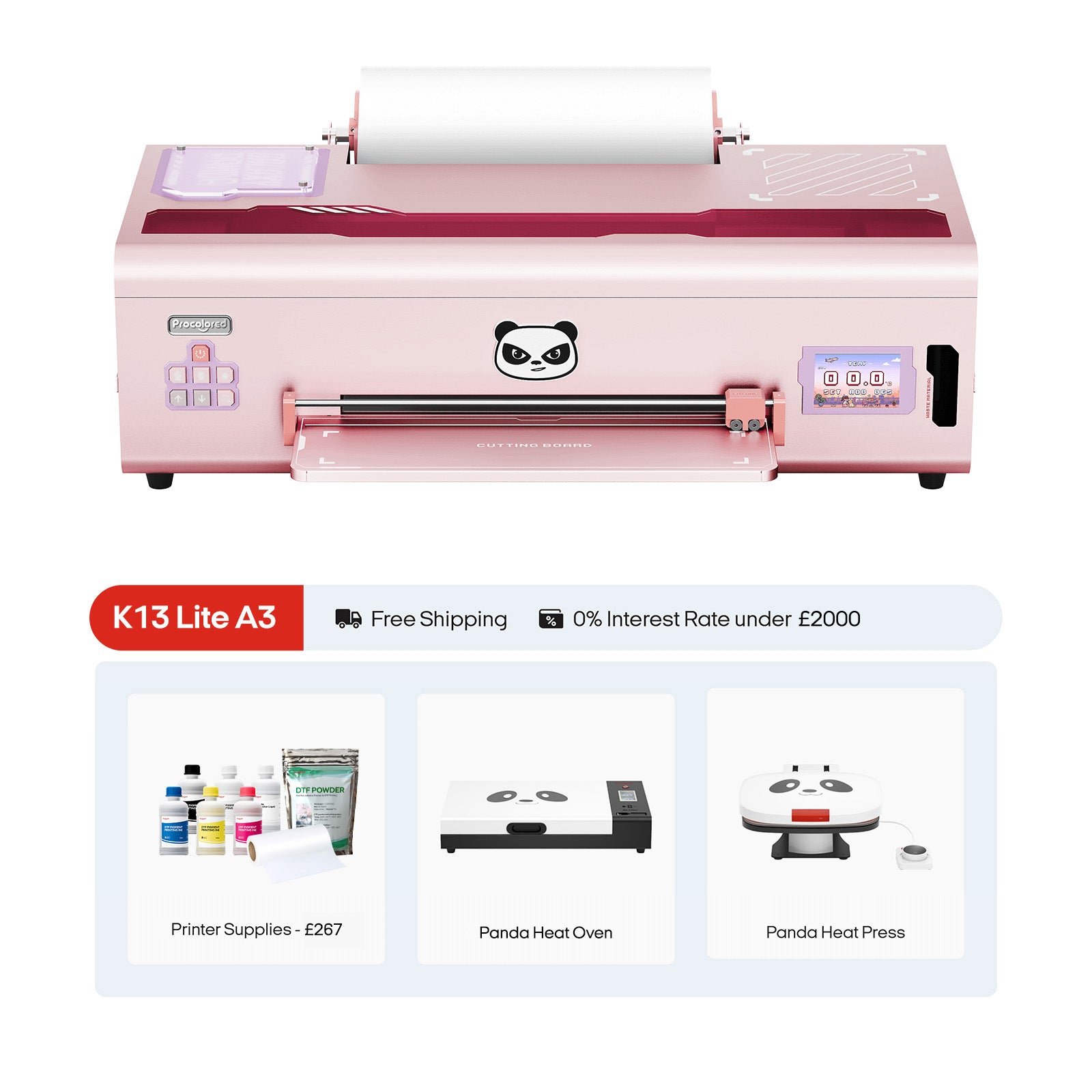 Procolored K13 Lite Impresora DTF 13" A3 y Paquete Completo - Rosa